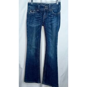 Miss Me Womens Size 25 Embellished Boot Cut JP5002-6R Flap Pocket Denim Jeans